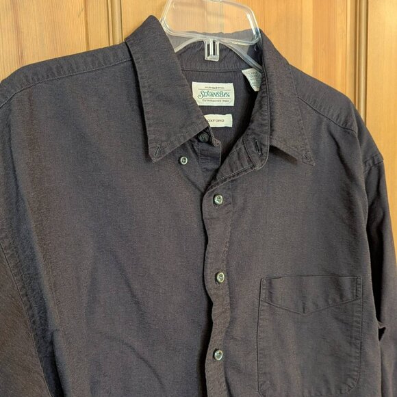 Black St. John's Bay long sleeve Oxford button down cotton shirt size L - Picture 3 of 5